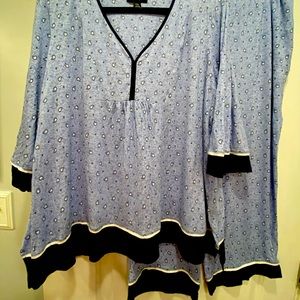 AL) EUC Blue Simply Vera Wang XXL Capri Pajama Set